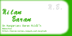 milan baran business card